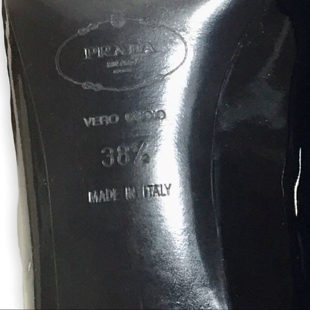 Prada patent leather pump with grosgrain bows Size 38.5 EU, in  Original Box - Picture 8 of 12